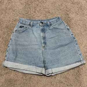 Lee Light Blue High-Waist Rolled Hem Denim Shorts